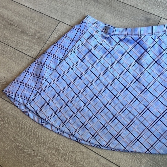 ALTAR’D state blue plaid elastic waist skater casual skirt size large - Picture 4 of 7